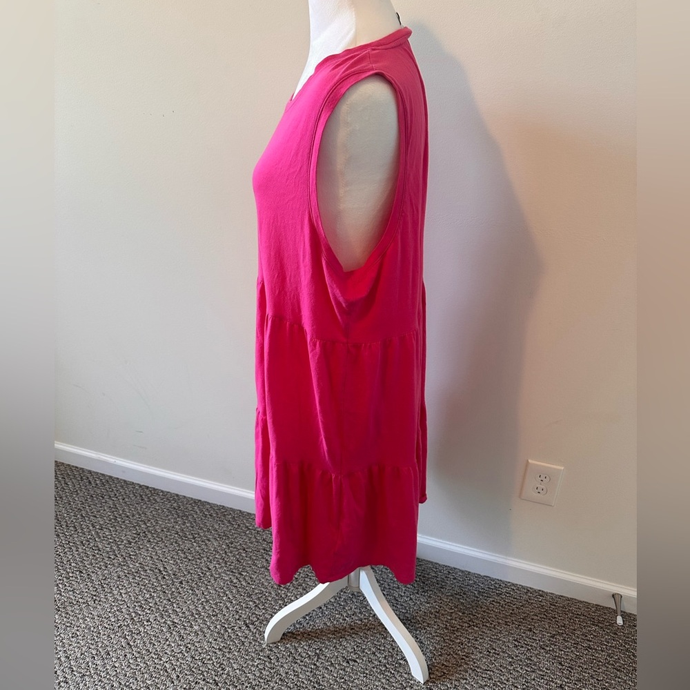 J Crew Sleeveless Tiered Cotton Hot Pink Dress Size XL - Picture 2 of 6